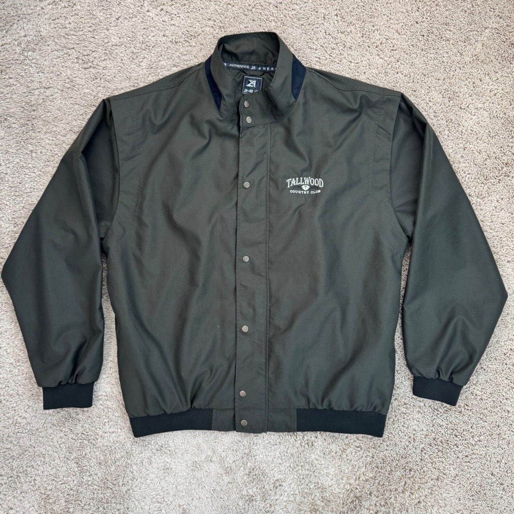 Ahead Windbreaker Jacket‎ Mens L Full Zip Olive Green Tallwood Country Club Golf